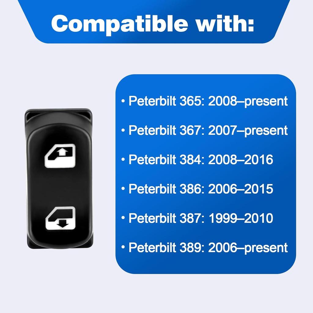 577.75607 5Pin Heavy Duty Window Lift Switch Driver Side (Left) Compatible with 2006-2024 Peterbilt 365 367 384 386 387 389 OE# 1609209 1609209PKG