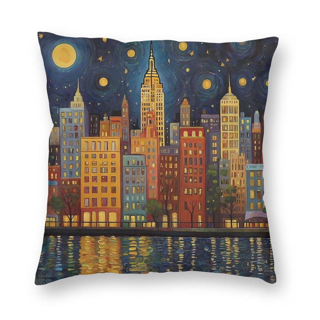 New York City Gustav Klimt Pillowcase Polyester Linen Velvet Creative Zip Decor Throw Pillow Case Sofa Cushion Cover
