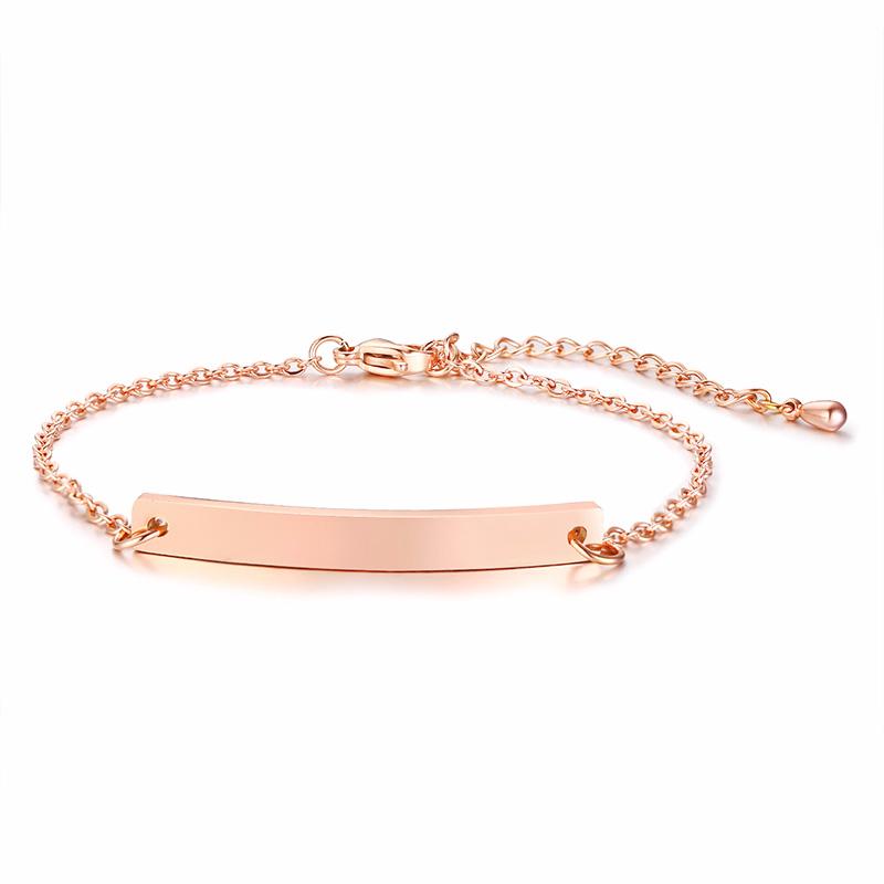 Elegant Personalized ID Bar Bracelets for Women 5mm Thin Stainless Steel Link Chain Custom Quotes BFF Bracelet Gift Jewelry