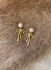 S Silver Needle Pearl Stud Earrings Are Gentle and Sweet Temperament Bow Earrings for Women, a Two-wear Earring Light Luxury