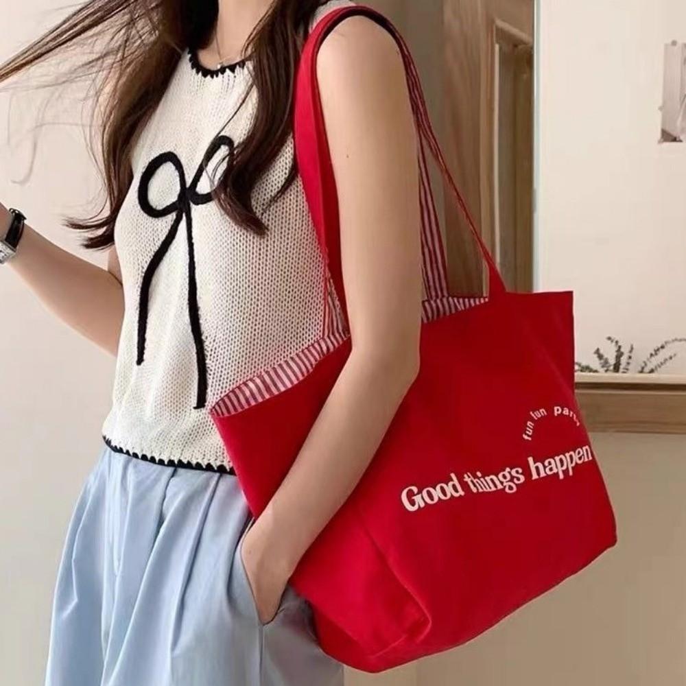 Double-sided Women Tote Bag Available Striped Letter Shoulder Bag Canvas Shoulder Bags Travel