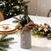 Reusable Wine Bottle Decorations Christmas Sweater Cover, Faux Fur Collar And Button Covers Coat Design Plaid Clothes for Party Decoration Holiday