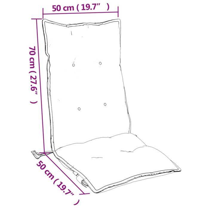 VidaXL Lot de 2 Coussins de Chaise à Dossier Haut, Galette de Siège Imperméable, Coussin d'Extérieur Anti-glissement Jardin 377608