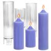 Sharp Tip Striped Cylindrical PC Candle Molds Columnar Candle Resin Acrylic Mold DIY Easy Release Aromatherapy Candle Mould Home Decoration Gifts