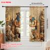 2pcs  2D plane printing Curtains Ancient Egyptian Culture Versatile 100% Polyester (without rod) All Seasons Perfect for Bedroom