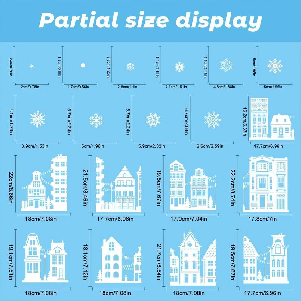 Runtow 9 Pcs Christmas Window Stickers Christmas Castle Pattern Decorative Window Stickers Home Christmas Party Decoration