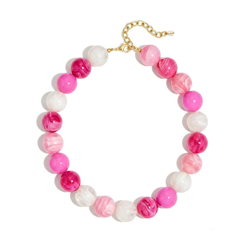 20Mm Colorful Chunky Bead Necklaces For Women Trendy Boho Collar Statement Choker Summer Beach Jewelry Birthday Gift For Her