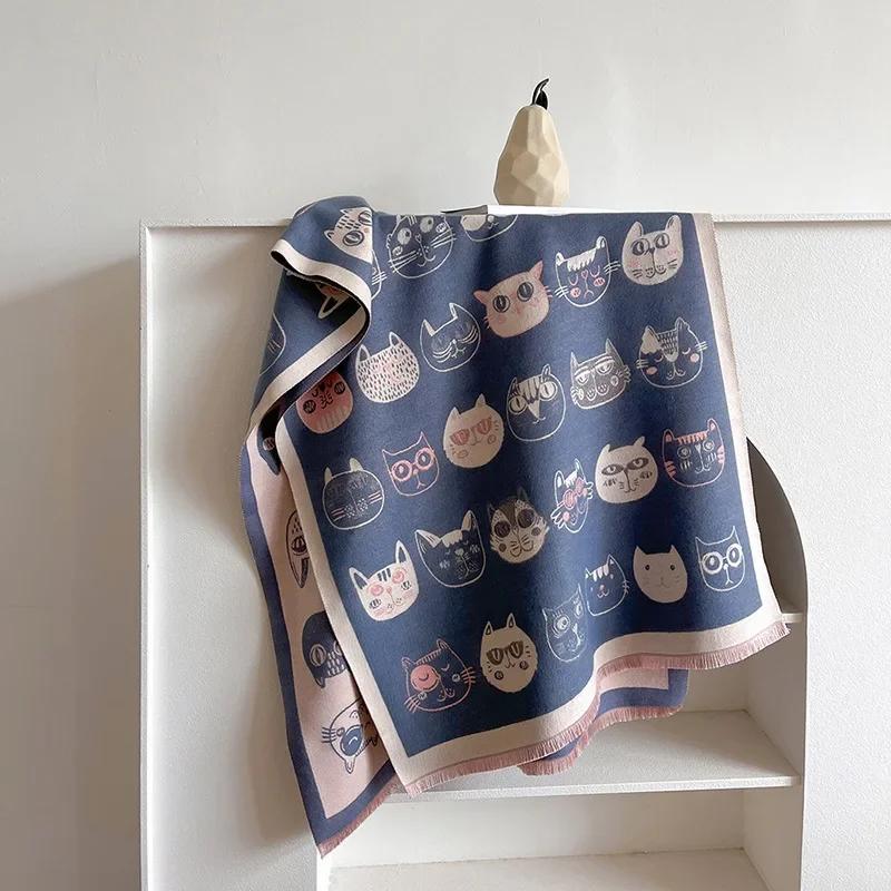 180*65 Thick Warm Winter Scarf Design Print Women Cashmere Pashmina Shawl Lady Wrap Scarves Knitted Men Foulard Blanket