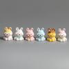 3 Pcs Miniature Resin Rabbit Easter Figurine, Cartoon Cute Tiny Bunny Animal Figures for Easter Egg Fillers, Fairy Garden, Dollhouse, Cake Topper