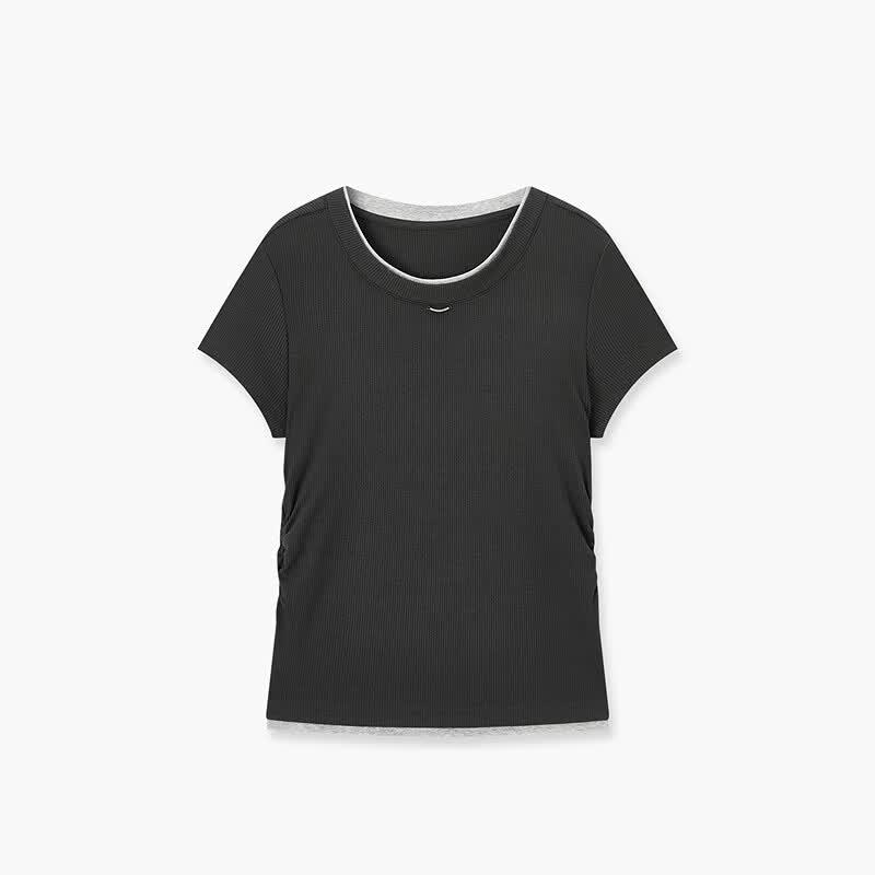 Women's Faux Two-Piece Slim Knit Top