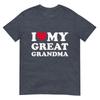 I Love My Great Grandma Heart Family Grandma Tshirt