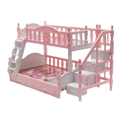 Dollhouse Bunk Beds Set European Style Simulation Furniture Miniatures Dollhouse Bunk Bed with
