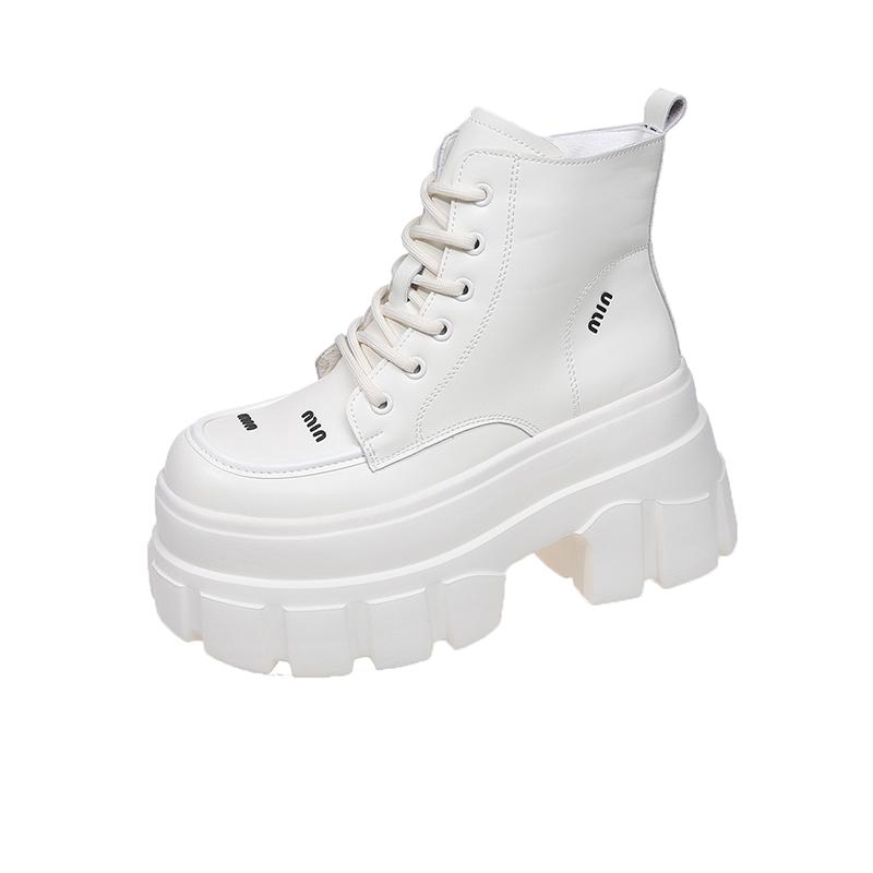 Modă 2025 Nou 9CM Platformă Înaltă Botine de Gleznă Femei Cizme de Combat Motociclist Punk Pantofi din Piele Femeie Tălpi Groase Cizme de Zăpadă cu Blană Caldă