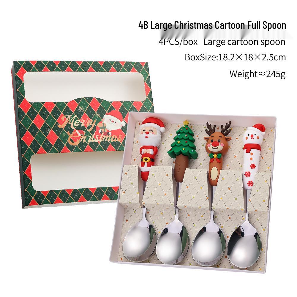 Large Christmas Plush Spoon & Fork Set - Santa Claus & Tree Design
