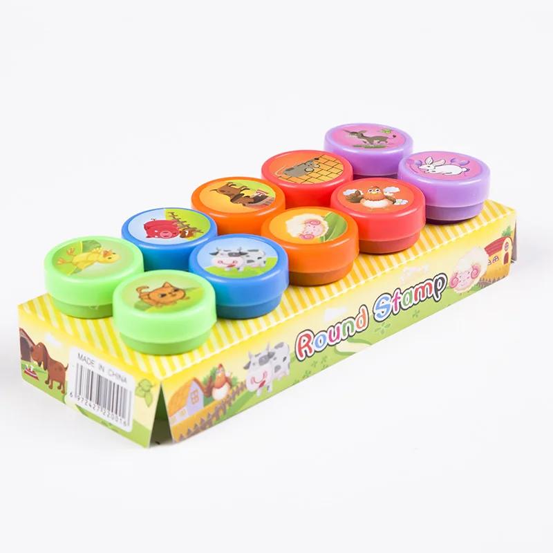 Non-Toxic 10Pcs Diy Toys Seal Animal Dinosaurs Stamps Toys Kids Birthday Cartoon Stamps Treat Children Party Favors School Award Children
