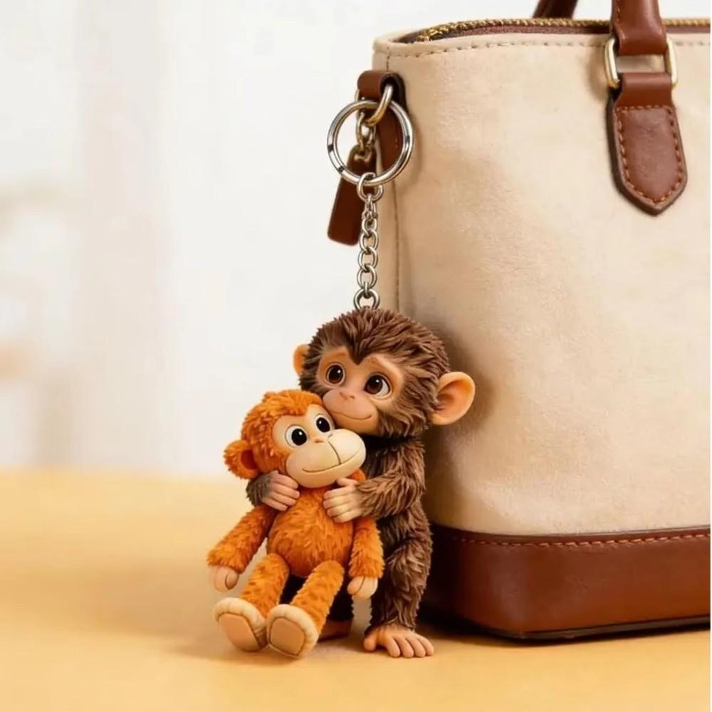 Resin Monkey Doll Keyring 3D Monkey Pendant Monkey Resin Ornament Monkey Keychain  Kids Gifts