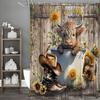 Highland Cow Sunflower Shower Curtain, Bathroom Decorative Shower Curtain, Waterproof Shower Curtain with Hooks