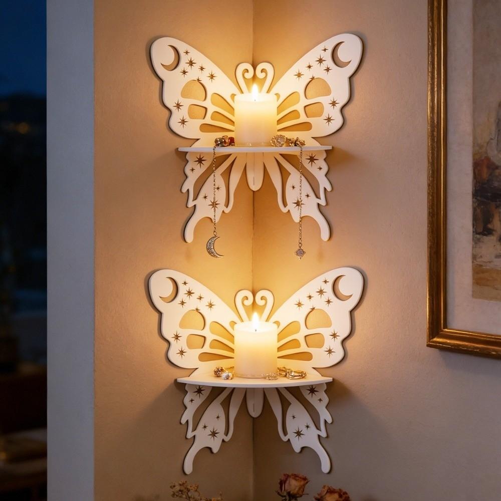 Floating Wall Mounted Shelf Hollow Out Wall Hanging Decor Butterfly Wall Corner Shelf Room Decor