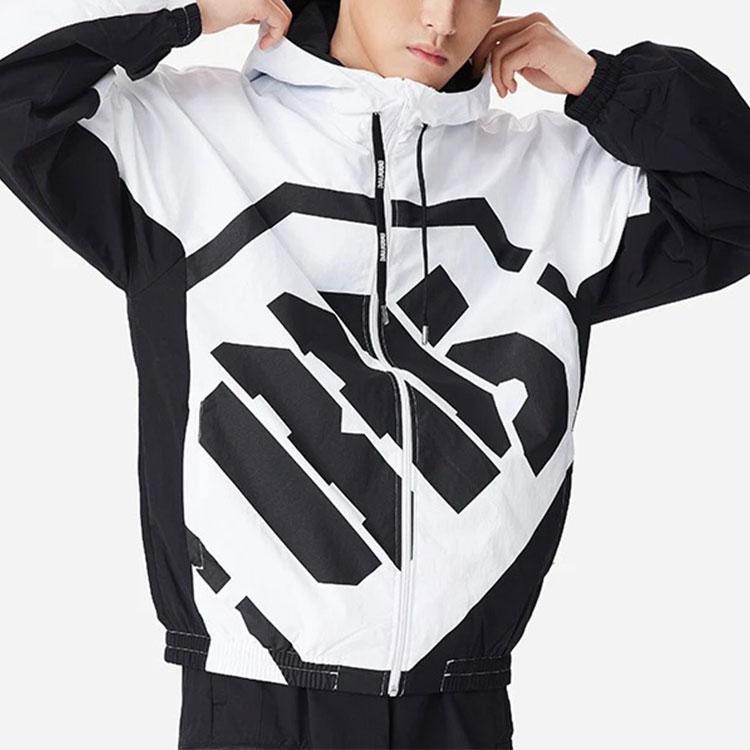 Li-Ning SS22 Badfive Series Letter Print Loose Sports Hooded Jacket Men Outerwear White AFDS075-1