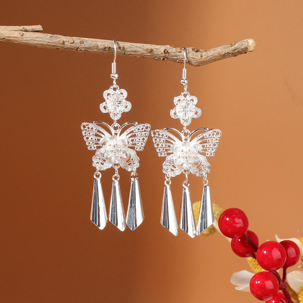 Turquoise Earrings Bohemian Drop Ear Earrings with Tassels, Geometric Alloy, Retro Style, Boastful Ear Accessories