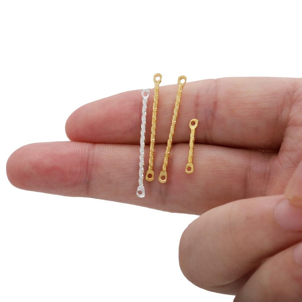 100Pcs/lot 15-40mm Gold Stripe Double Cylinder Bar Earrings Connecting For Jewelry Making Earring Pins DIY Supplies Accessories