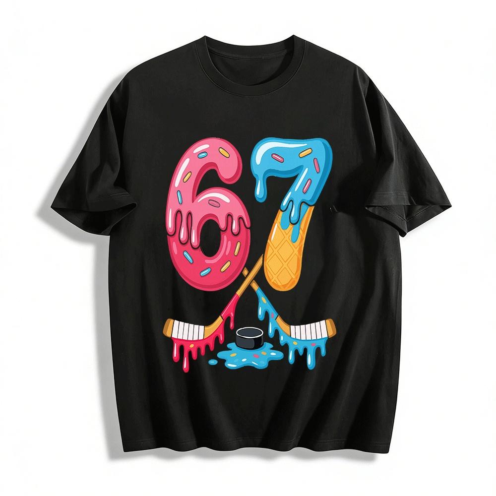 Fun No.67 Dessert Hockey Print Casual Top Pure cotton T-shirt XXS