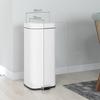 Trash Can 30L, Soft-Close Lid, Fingerprint-Proof, Foot Pedal, Metal/Plastic, 28x35x63.5 Cm, White
