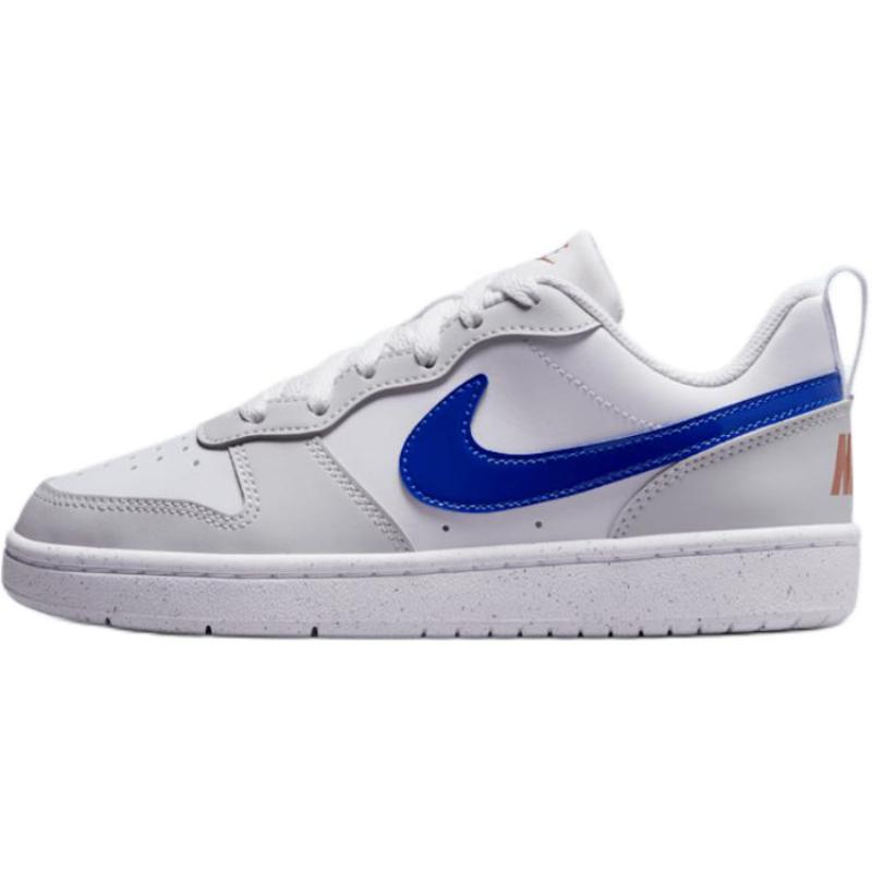 Nike Court Borough Anti Slip Wear Resistant Low Top Kids' Skateboarding Shoes White Blue Sneakers DV5456-125