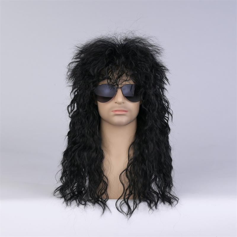Synthetic Natural Wig Long Curly Hair for Men Daily Use Layered Wig with Bangs Gift Outfits Costume Party Wigs