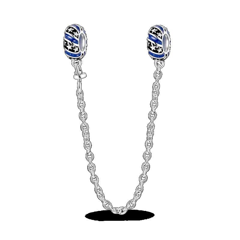 Silver Clasp 925 Silver CZ Pave Clip Charms Daisy Beads Stopper Safety Chain Fit Original Bangle Bracelet Jewelry Clip