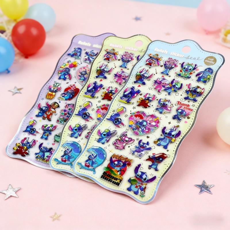 Cute Cartoon Disney Stitch 3D Resin Stickers Anime Themed DIY Scrapbooking Decoration Gifts Collectible Kids Toys Birthday Gift