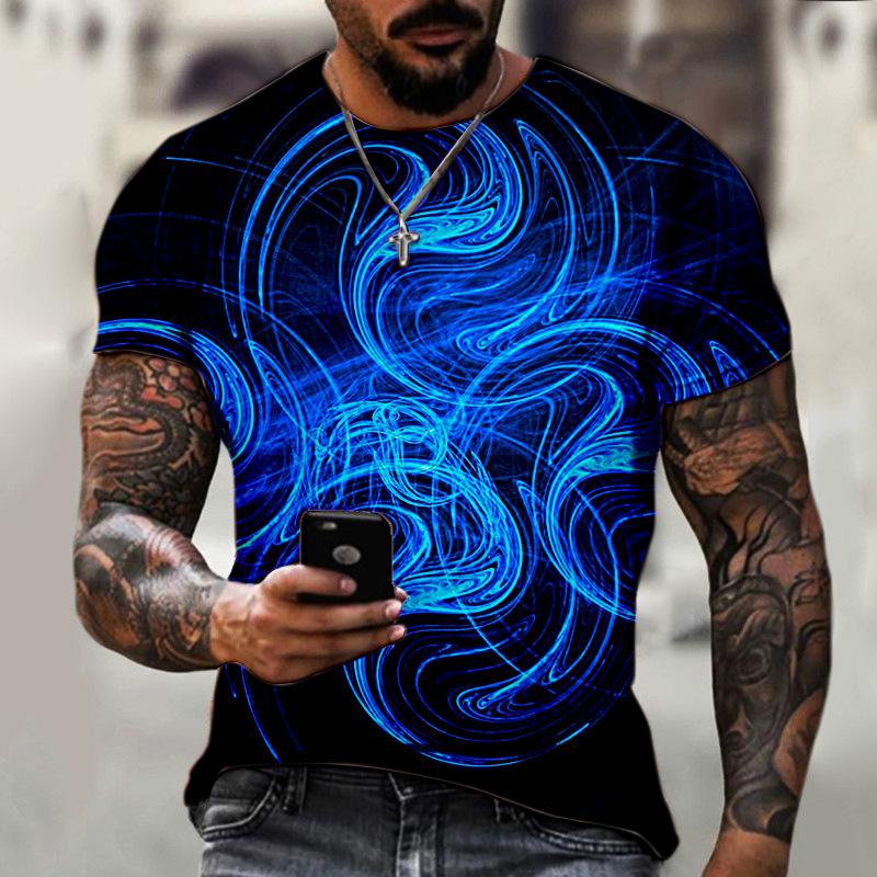 

Красочная футболка с круглым вырезом и короткими рукавами с 3D цифровой печатью, летний топ, футболка с короткими рукавами 6XL