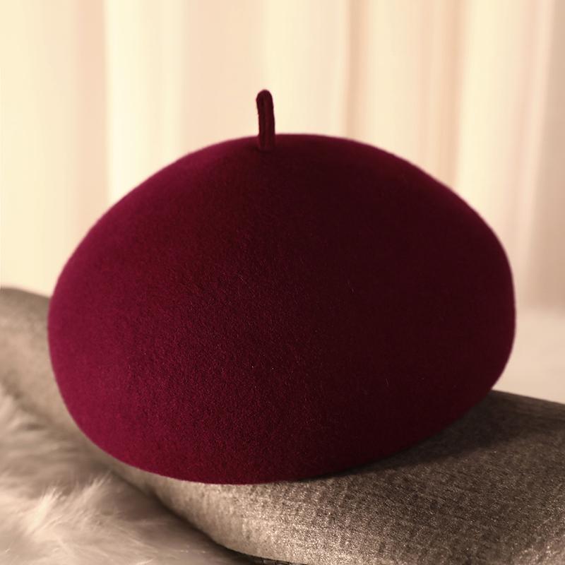 Béret en laine pour femmes, solide et chaud, bérets français, fascinateur, chapeau en feutre pour femmes, vente en gros, casquettes d'hiver