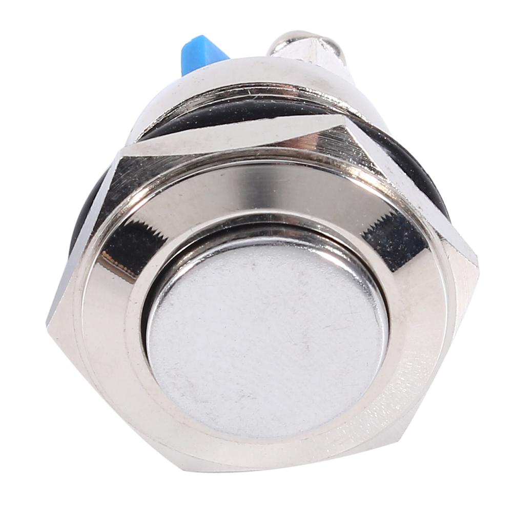 Horn Switch Engine Starter Round Button Switch 12V 16mm Car Waterproof Momentary Metal Push Button ON OFF Horn Switch SilverSwitches Seat 3