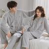 Thick Coral Fleece Jacquard Couple Cardigan Pajamas