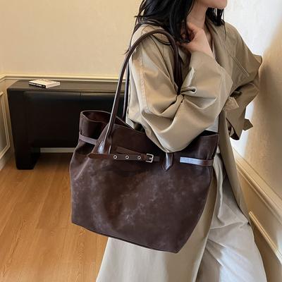 2025 Autumn and Winter New Matte Retro Large-capacity Tote Bag Fashion Trend Handbag Going Out Commuting Shoulder Bag