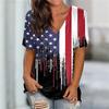 Summer American Flag USA 3D Print T-shirts Women Streetwear T Shirt Y2k Tops V-Neck Sports Tees Girl Oversized Harajuku Clothing