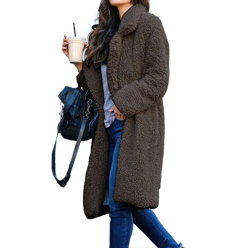 Luxuriöse Damenjacke Damen Langer Teddybär Cardigan Mantel Kunstpelz für Winterwärme