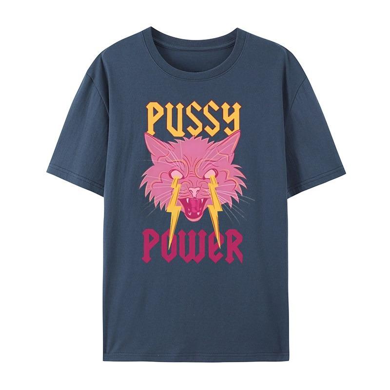 Trendy Classic Hiphop Lightning Cat Casual Tshirt Mens and Womens Luxury Brand Top