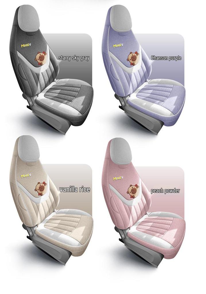 2026 Bingguo PRO Cartoon Linen Full Cover Breathable Seat Cushion for Five-Seater, 330km Premium