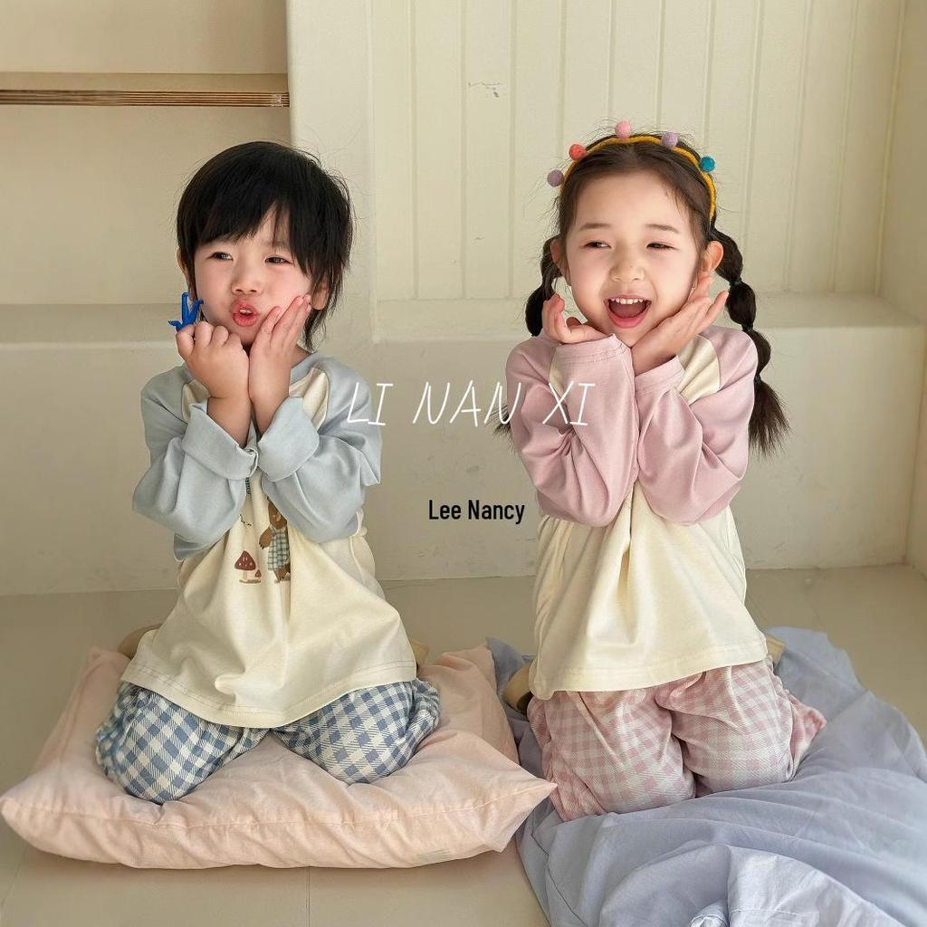 Children's Cartoon Raglan Sleeve Pajama Set - Spring 2025