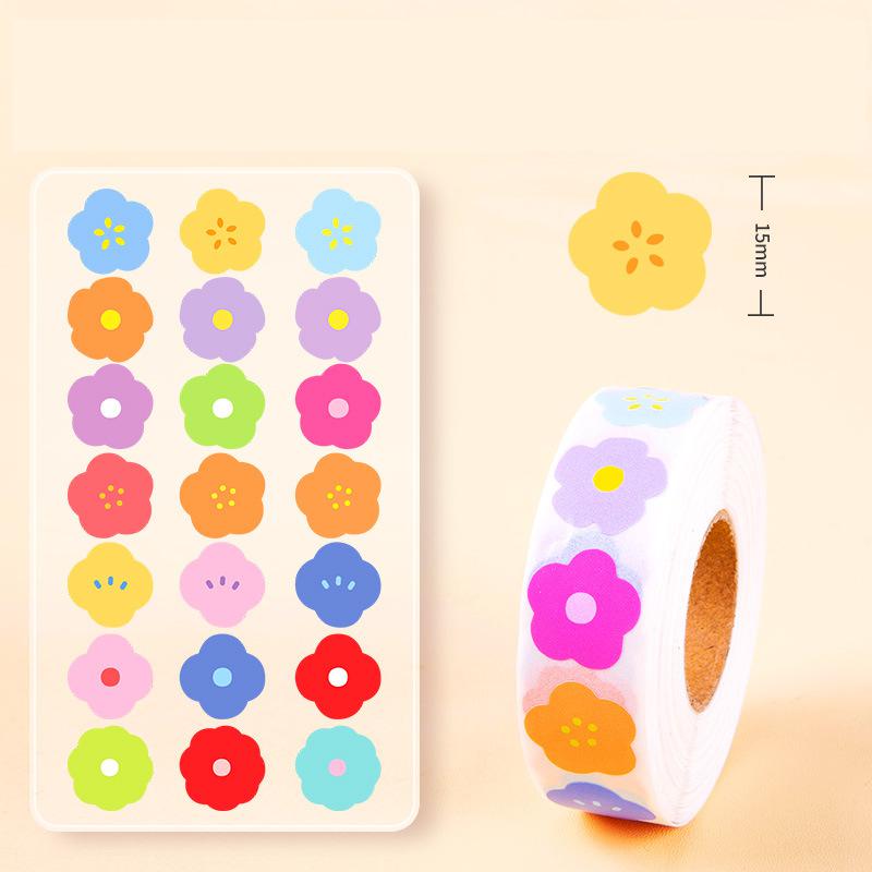 

1000 шт./рулон Цветные наклейки с цветами для поощрения 15 мм Мультяшные наклейки для поощрения учителем Скрапбукинг для детей Класс Домашнее задание Тесты