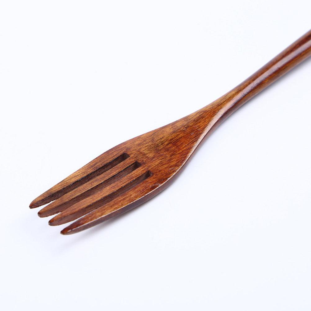 Wooden Kids Fork Set for Family Dinners Easy Clean No Food Residue Natural Brown Tableware for Daily Use Parties Camping