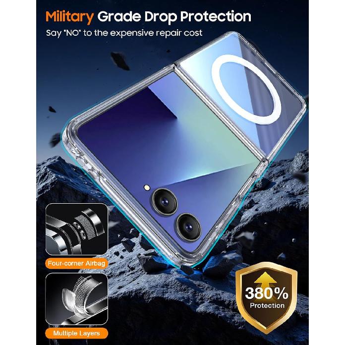 Suitable for Samsung ZFlip 20% Off Foldable Phone Case, Transparent Magnetic Protective Cover Zflip7, Airbag Anti-drop, Anti-yellowing, Anti-scratch