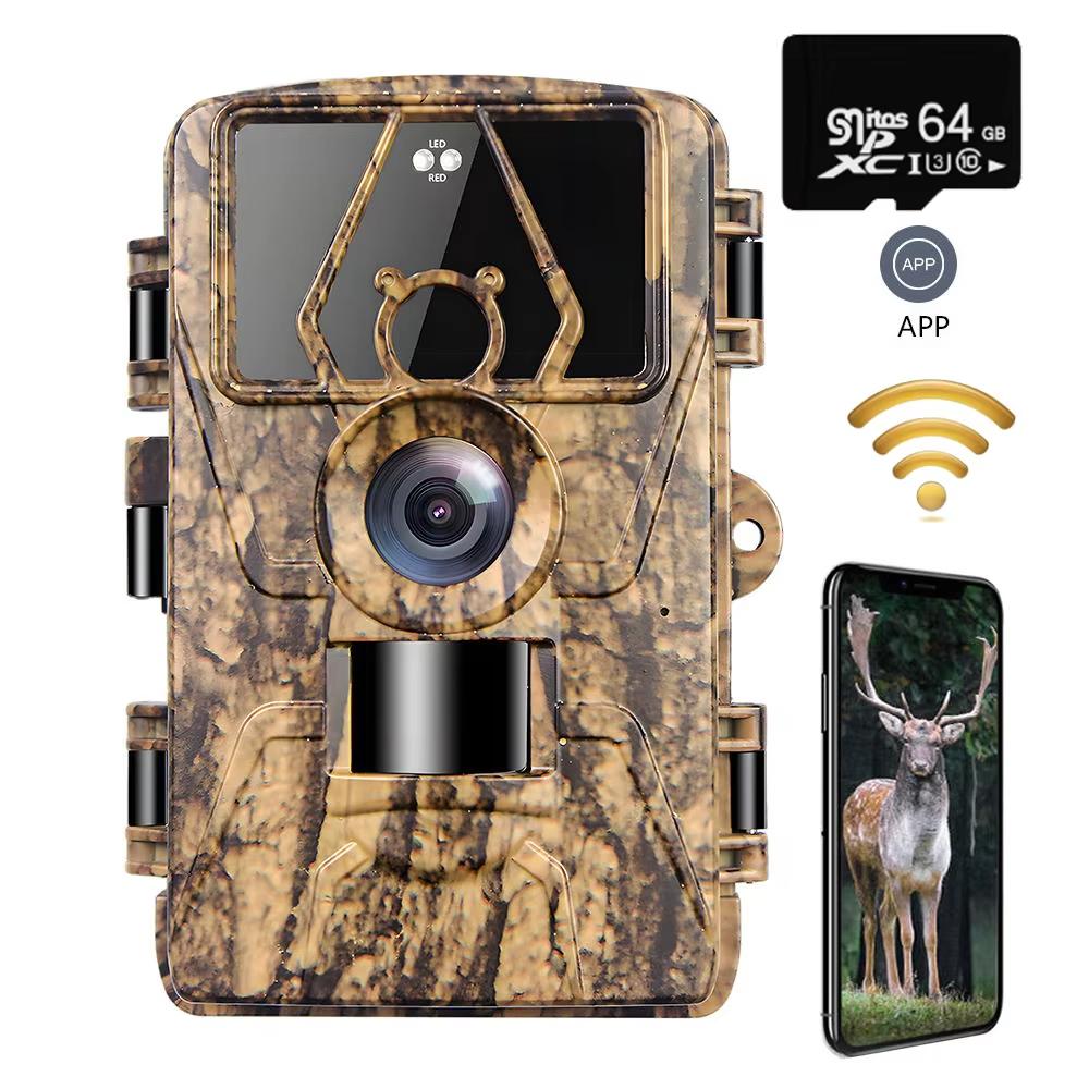 Cameră de urmărire impermeabilă 8K WiFi PR801W 60MP, suportă vizualizare prin aplicație pentru vedere nocturnă la vânătoarea de animale în aer liber și monitorizare a fermei
