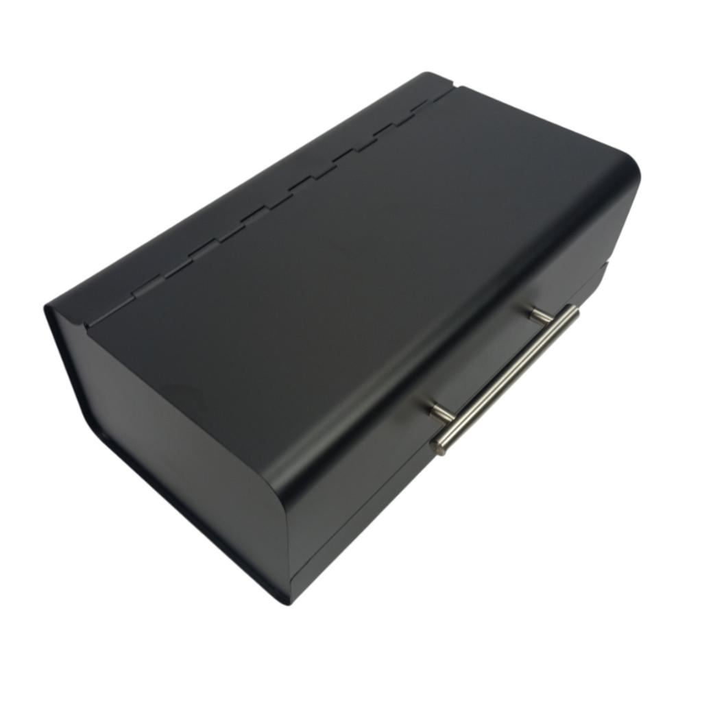 Siyah Metal Ekmek Kutusu Ekmek Kabı Modern Kulplu Çelik Mat 36X20,5X14,5 Cm | Begryf