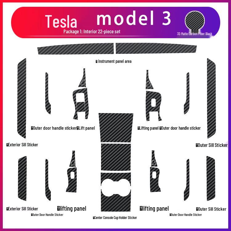 Carbon Fiber Anti-Kick Film for Tesla Model 3/Y (2021) Center Console Interior