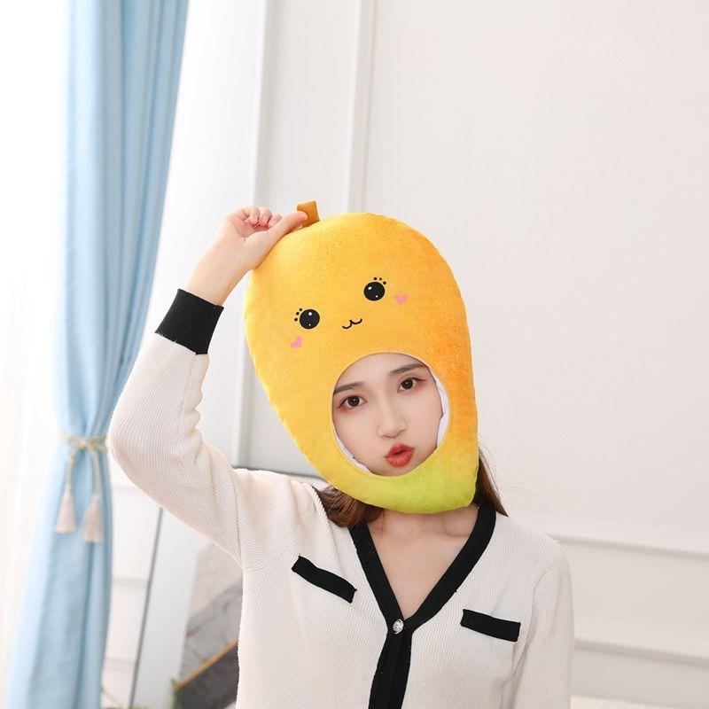 Cute expression mango hood hat, plush hood, photo props, photo props, cartoon hood
