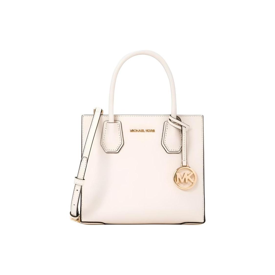 Michael Kors MK Mercer Classic Pendant Litchi Grain Leather Tote Bag Women tote bags White 35S1GM9M2L-WHITE Box(Basic Set+Box)