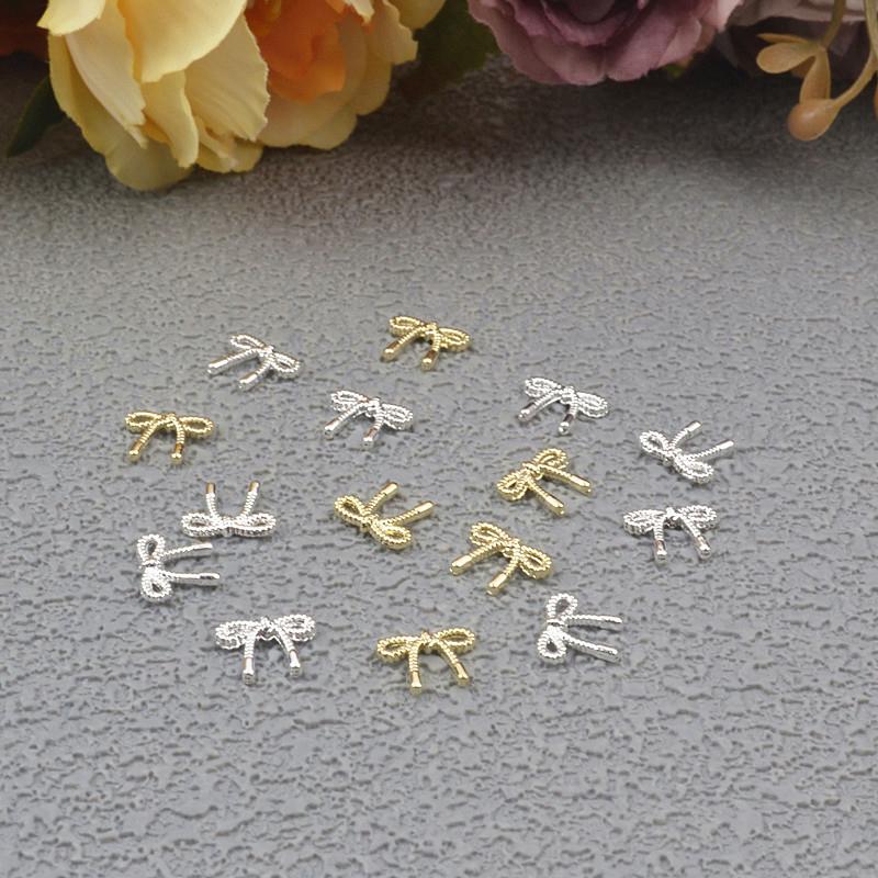 Oro Argento Fiori Accessori Manicure Unghie Unghie Gioielli Nail Art Fiocco Decorazioni Unghie Punte per Nail Art 3D